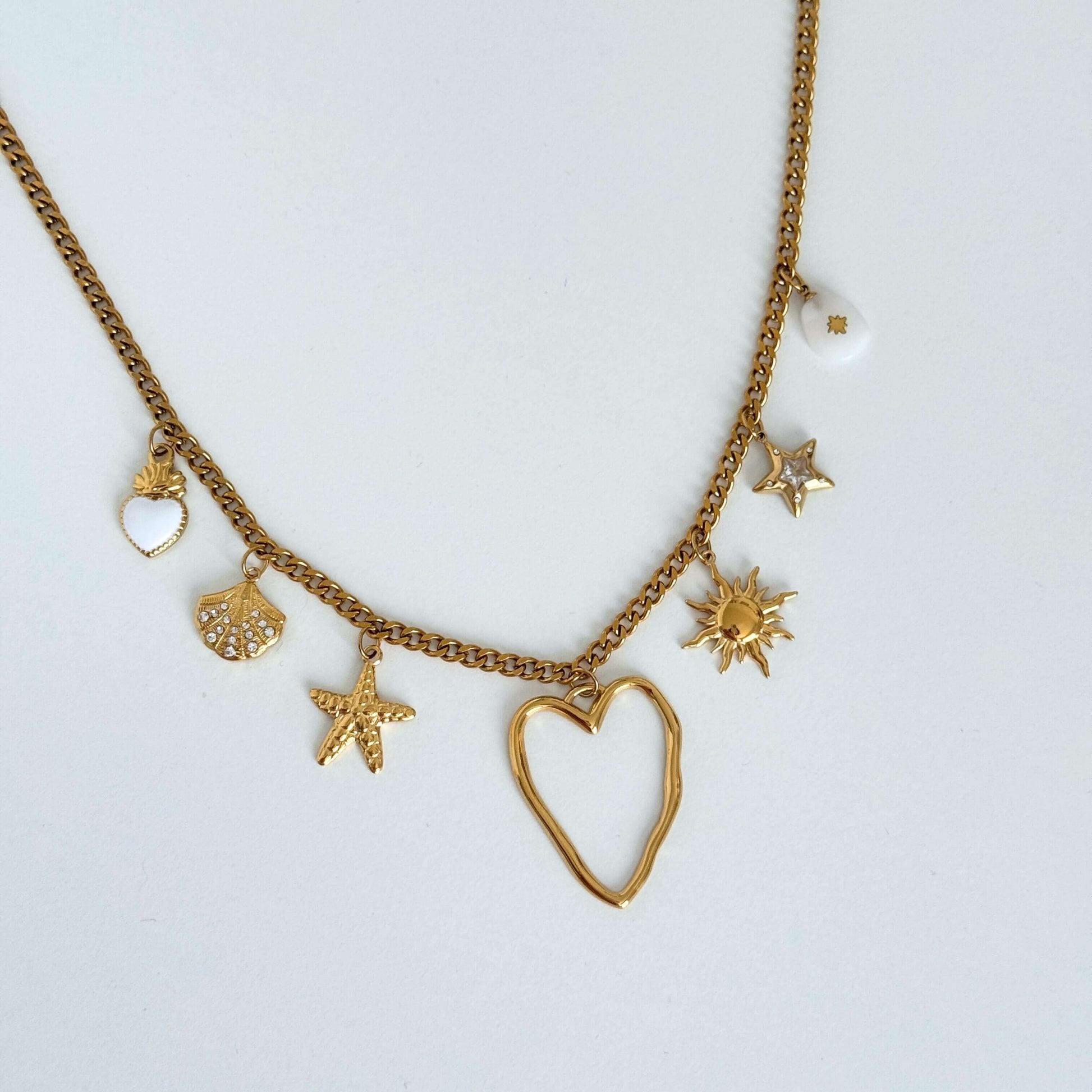 Heart Charm Necklace in Gold by Kataleya