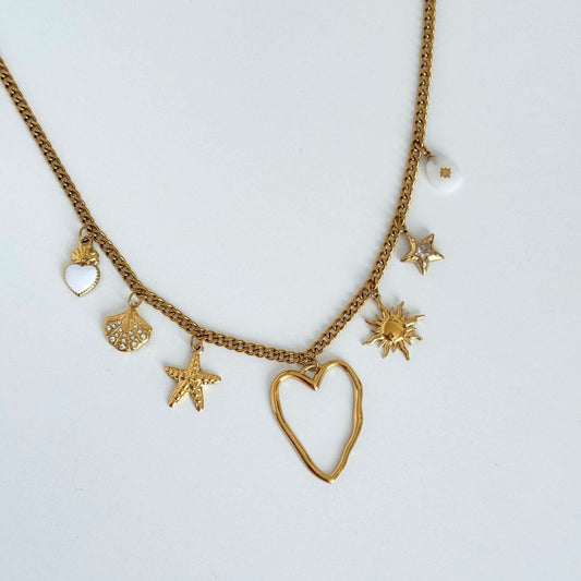 Heart Charm Necklace in Gold by Kataleya
