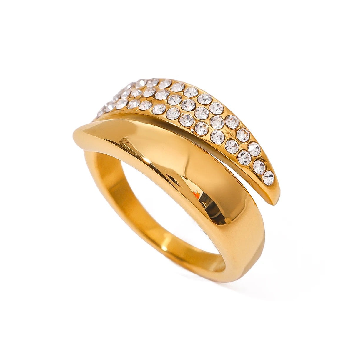 Donna - CZ Gold Adjustable Ring by Kataleya