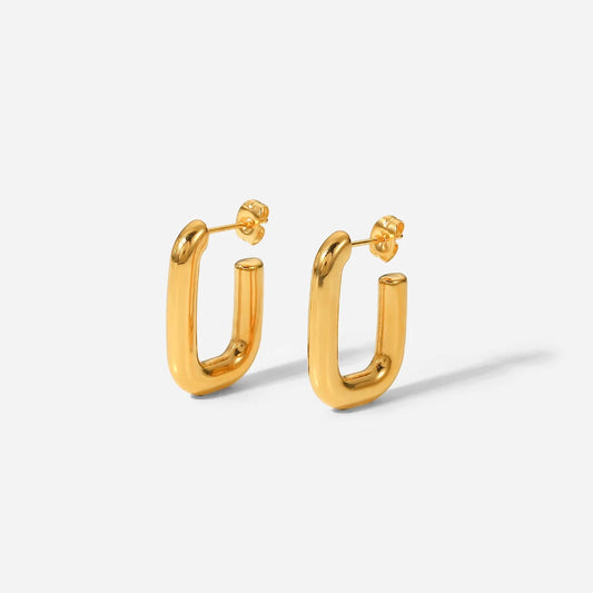 Gold Square Stud Earrings by Kataleya