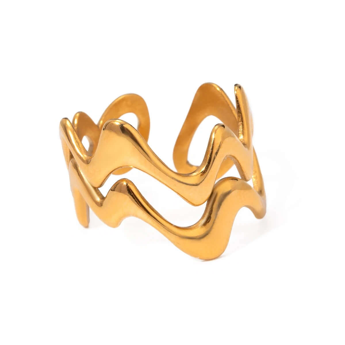 Adjustable Gold Wave Open Ring by Kataleya