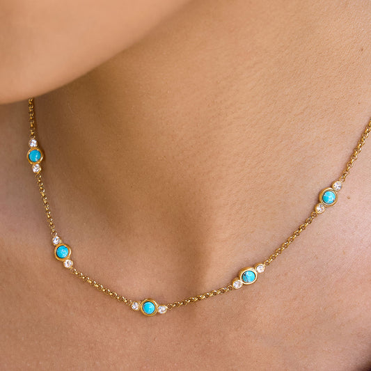 Nera - Waterproof Gold Turquoise Necklace