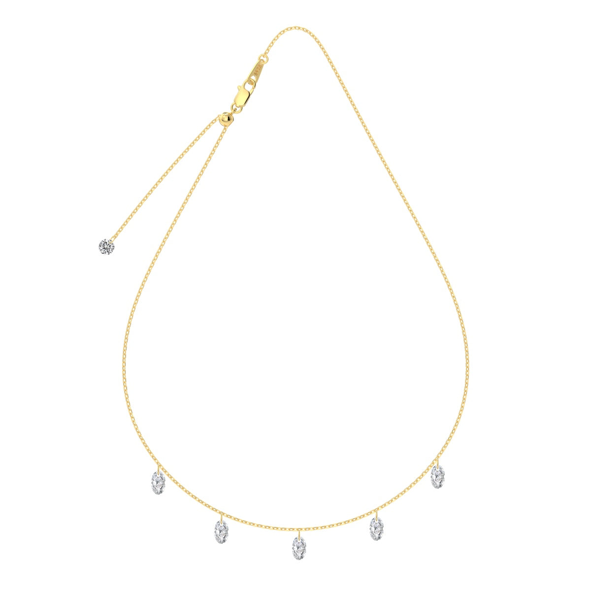Gold Seraphine Radiance necklace with small diamonds on a white background - Kataleya Jewellery