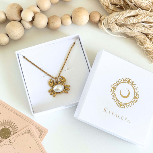 Pearl Crab Gold Pendant Necklace  Kataleya