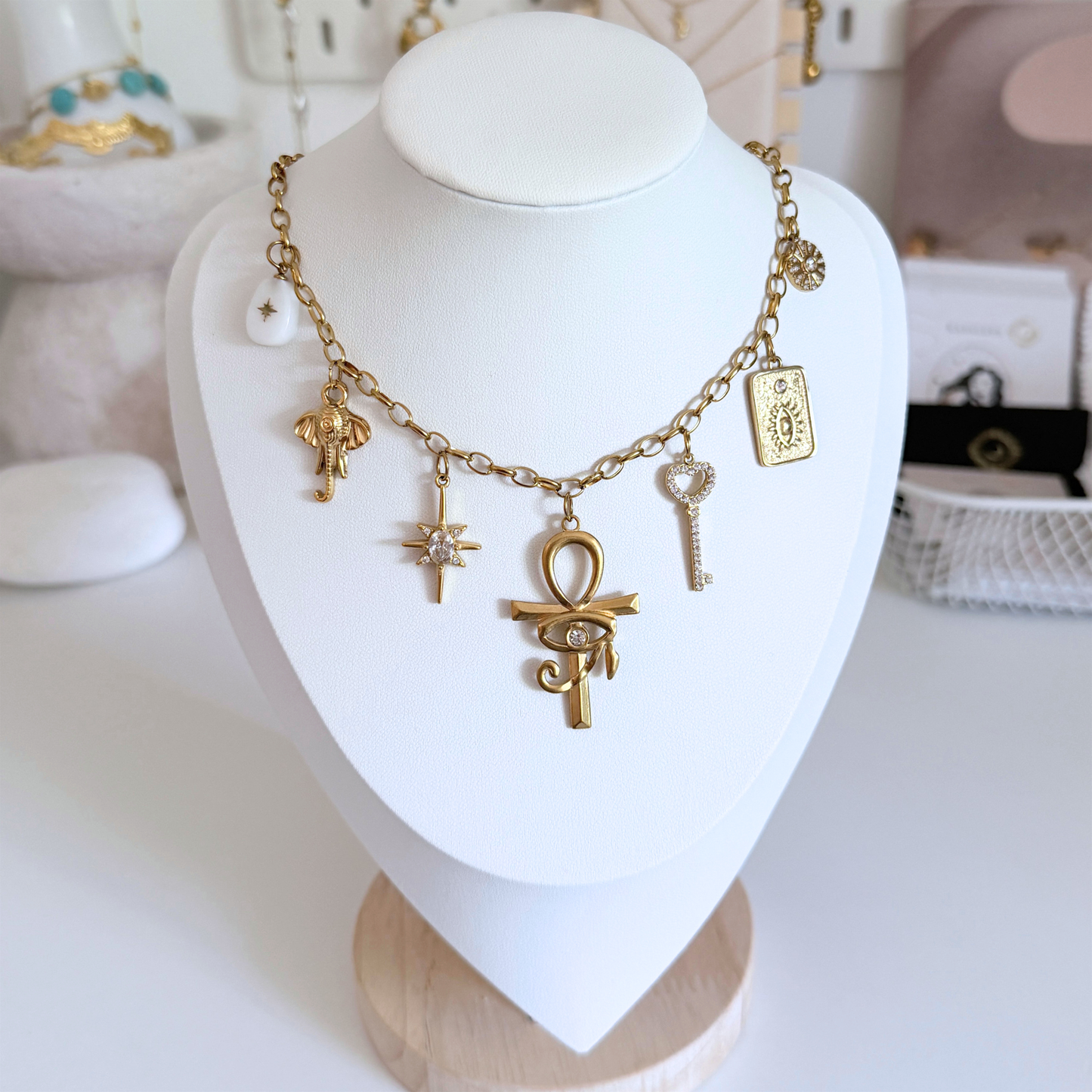 Isis Charm Necklace | Gold Symbolic Statement Necklace