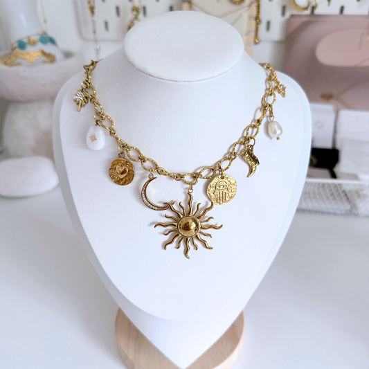 Asteria Charm Necklace | Gold Celestial Charm Necklace