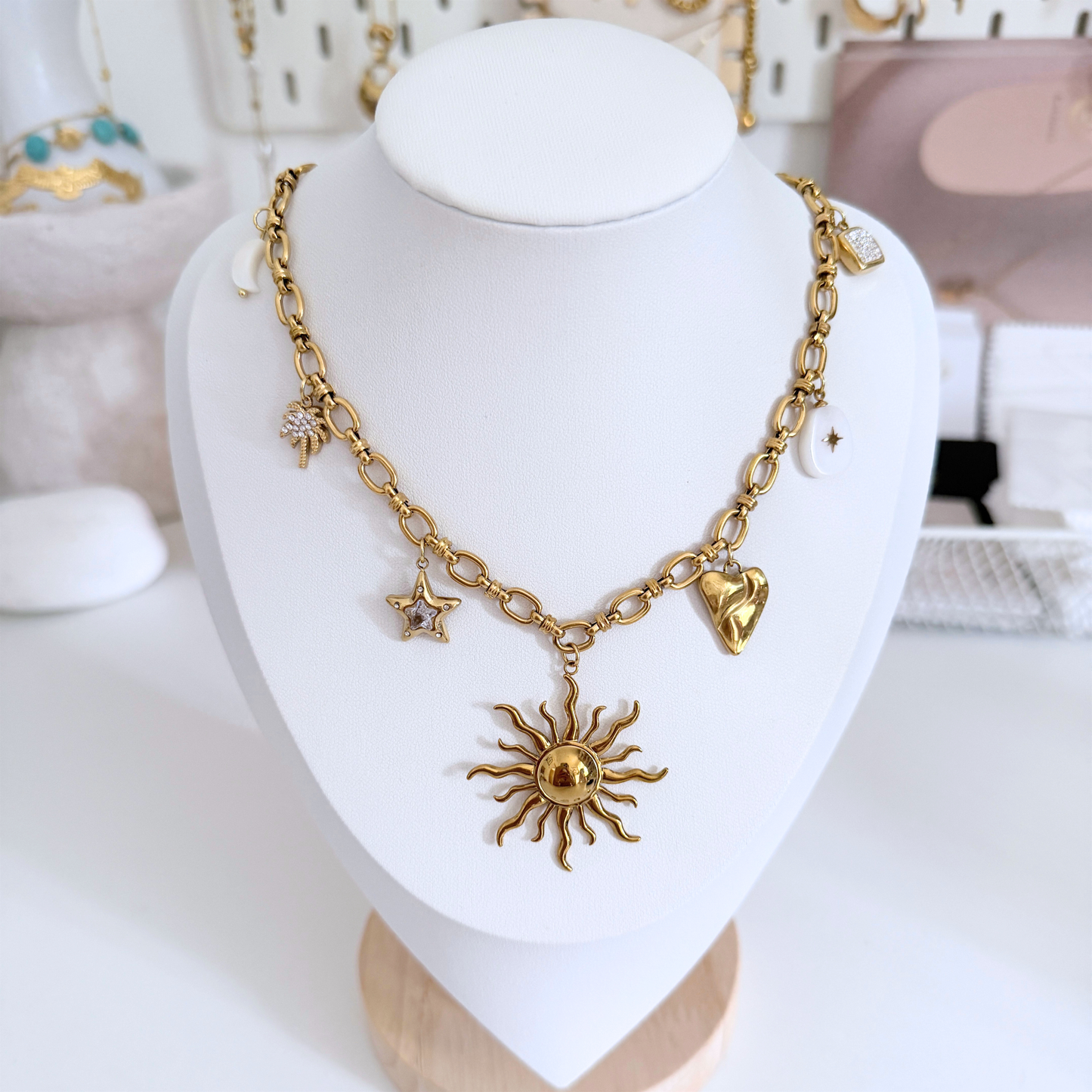 Hemera Charm Necklace | Gold Sun & Celestial Charm Necklace