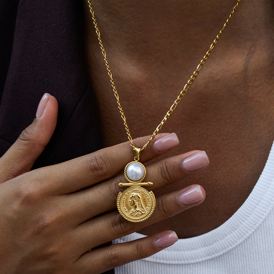 Aura Coin Pearl Necklace | Waterproof Jewelry