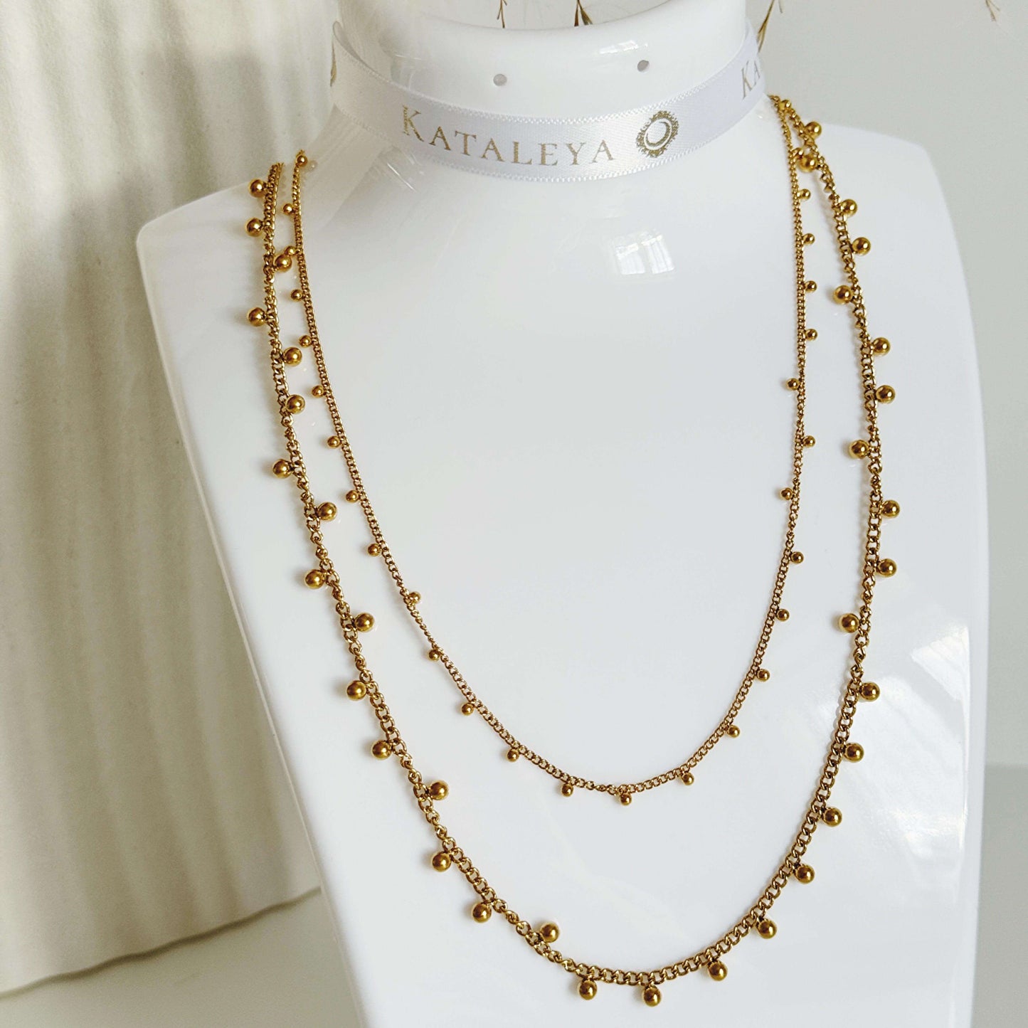 Ball Chain Necklace In Gold (Small) - Kataleya