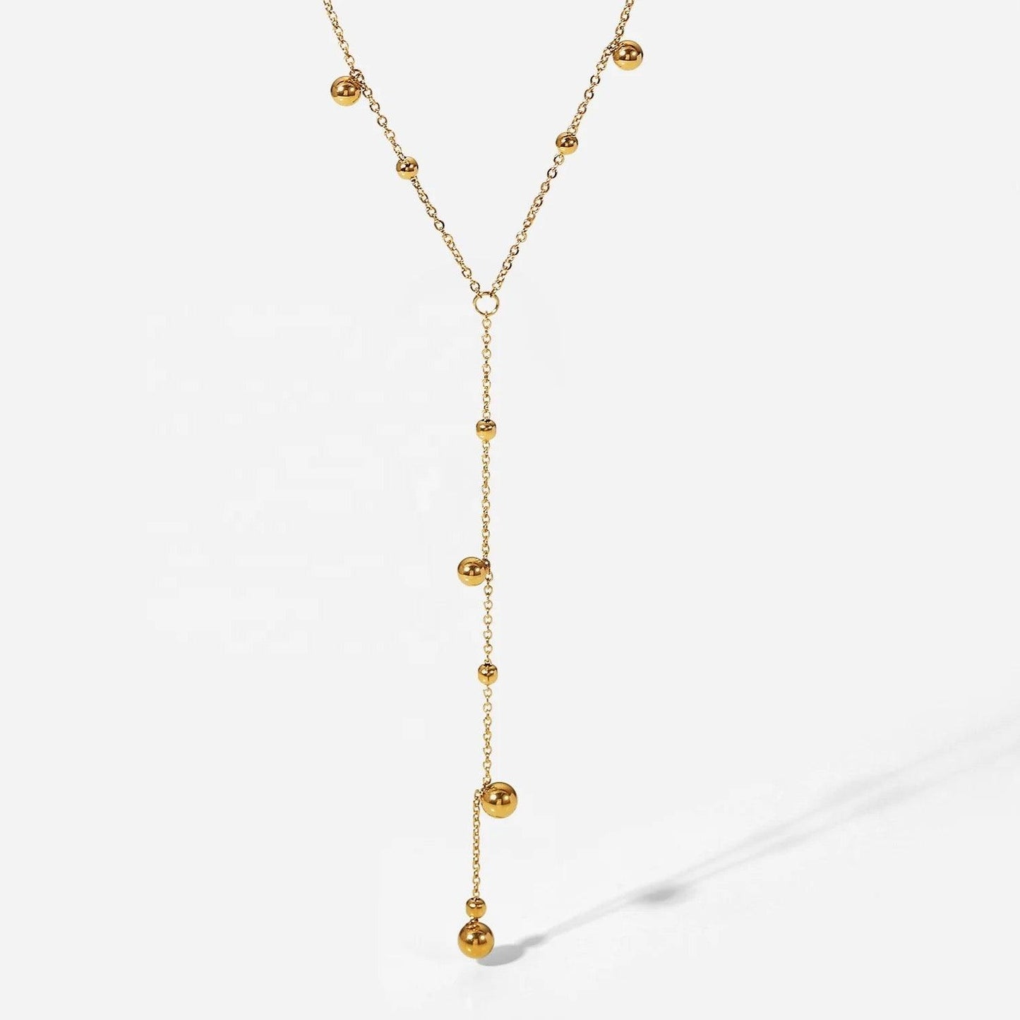 Beaded Lariat Necklace In Gold - Kataleya