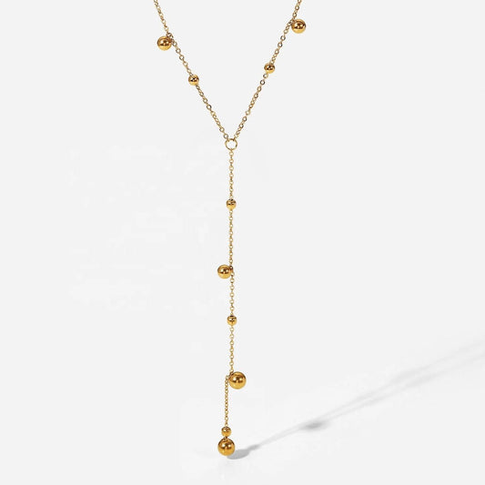 Beaded Lariat Necklace In Gold - Kataleya