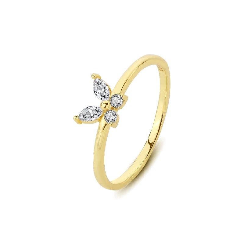 Gold Butterfly Zirconia Ring - Kataleya