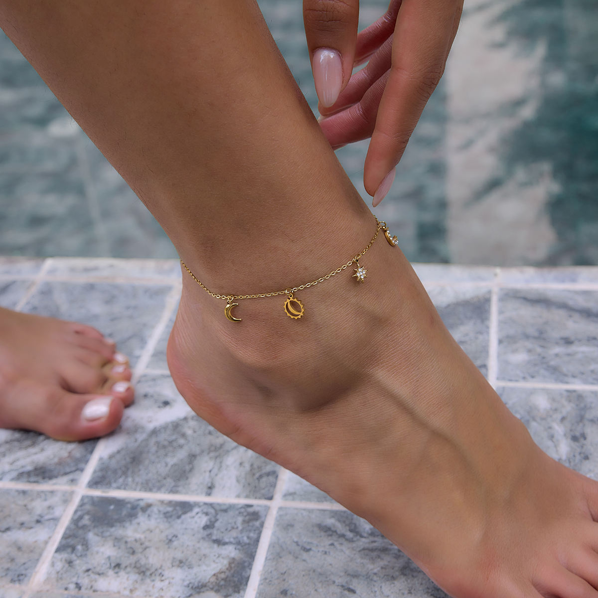 Selene Celestial Anklet | Gold Moon & Star Anklet