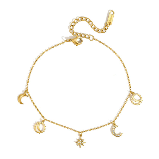 Selene Celestial Anklet | Gold Moon & Star Anklet