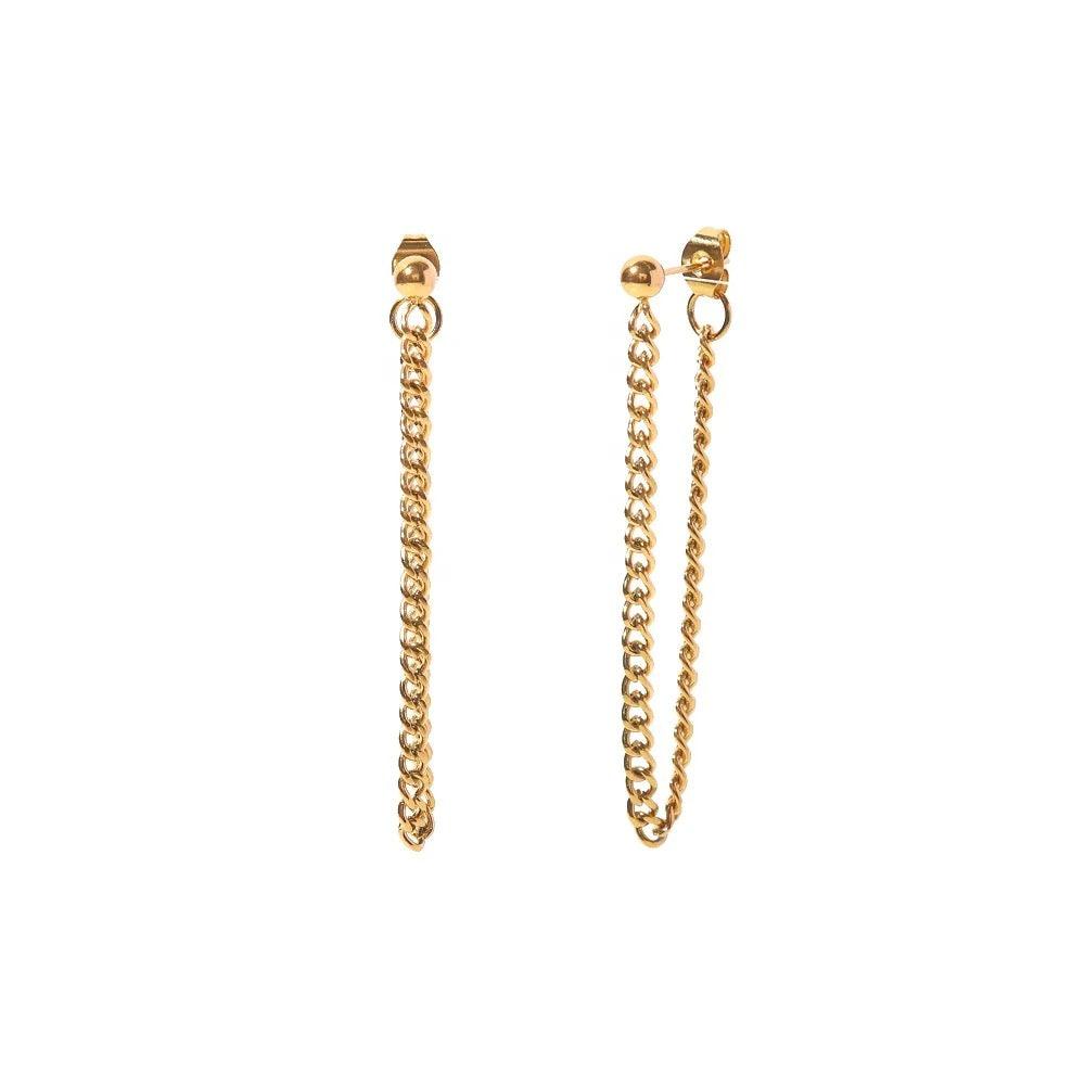 Chain Drop Hoop Earrings In Gold - Kataleya