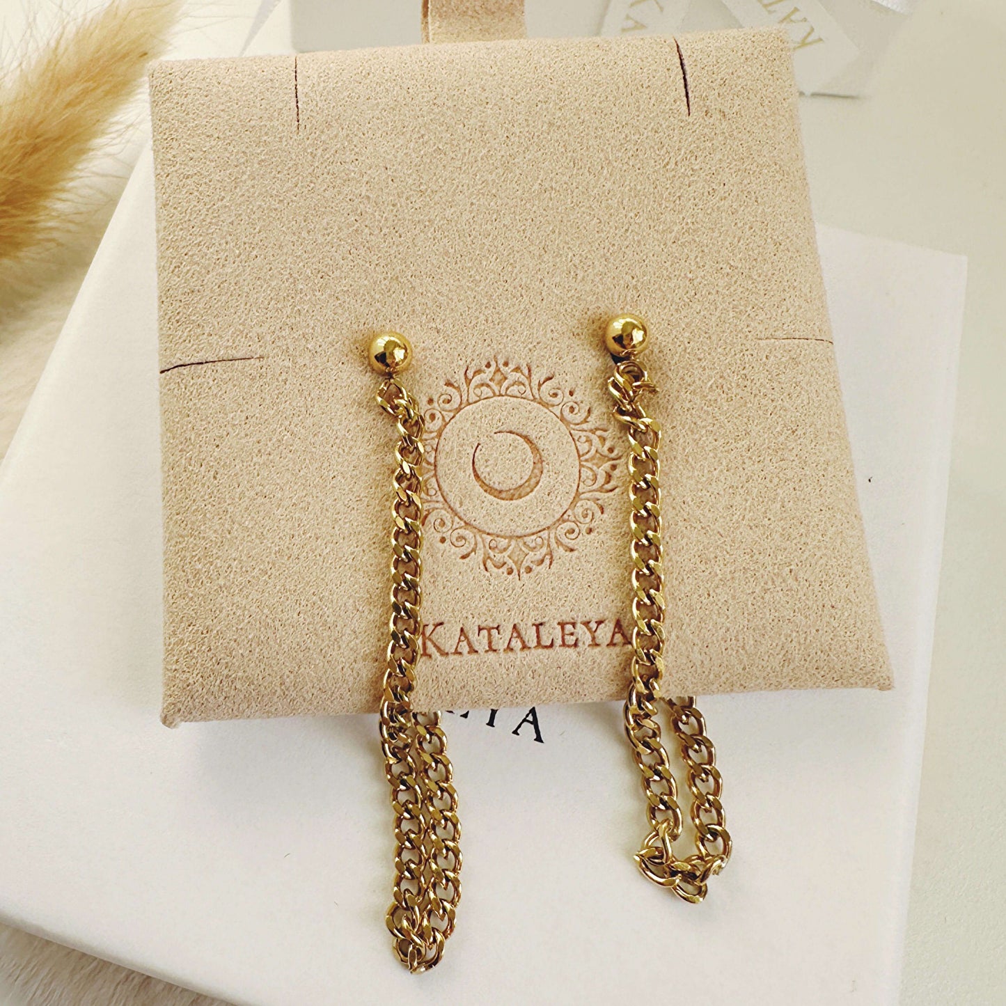 Chain Drop Hoop Earrings In Gold - Kataleya