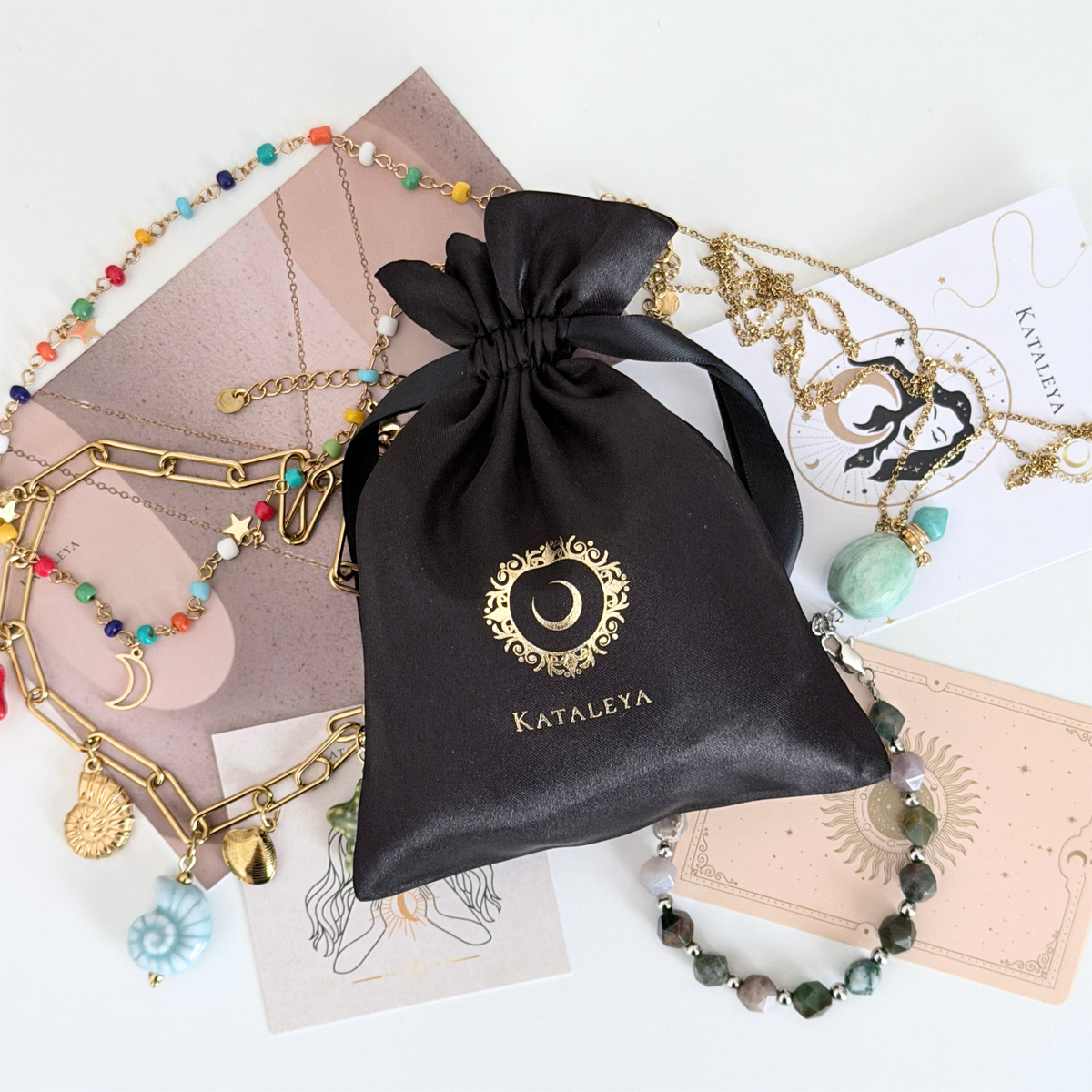Colourful Kataleya mystery bag - four waterproof gold-plated pieces in mixed colours