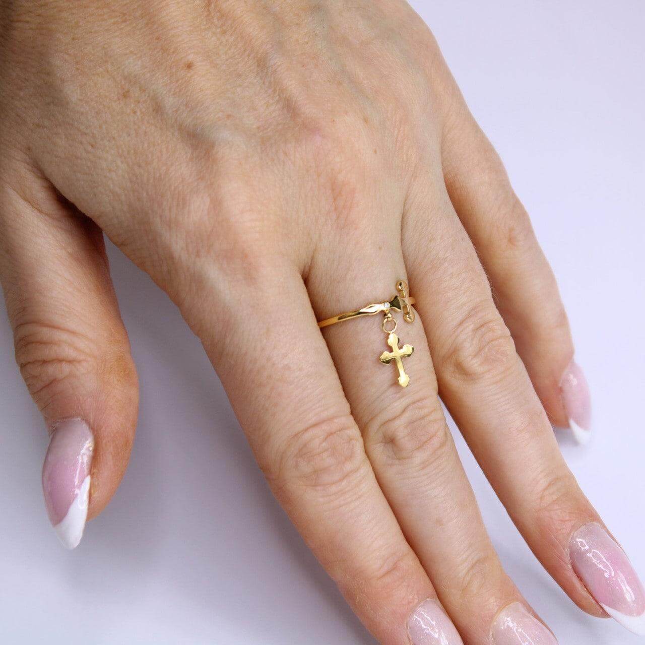 Cross Pendant Ring in Gold - Kataleya