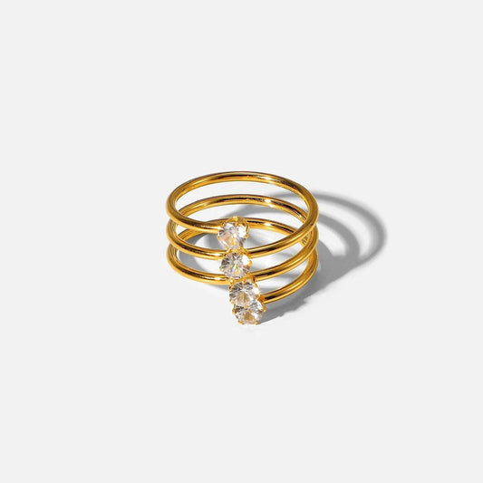 Cuatro Gold Zirconia Ring - Kataleya