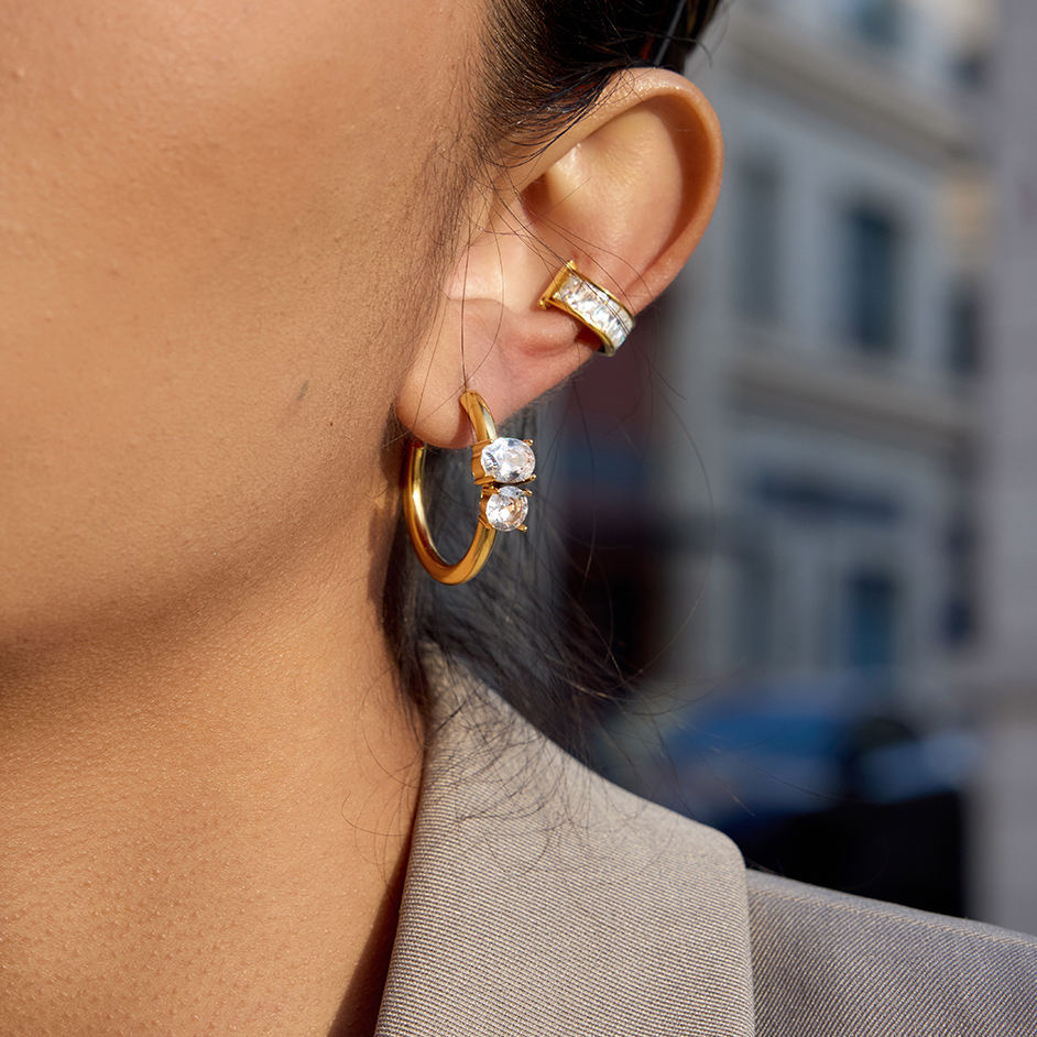 Veyra Crystal Ear Cuff | Gold Zircon Ear Cuff
