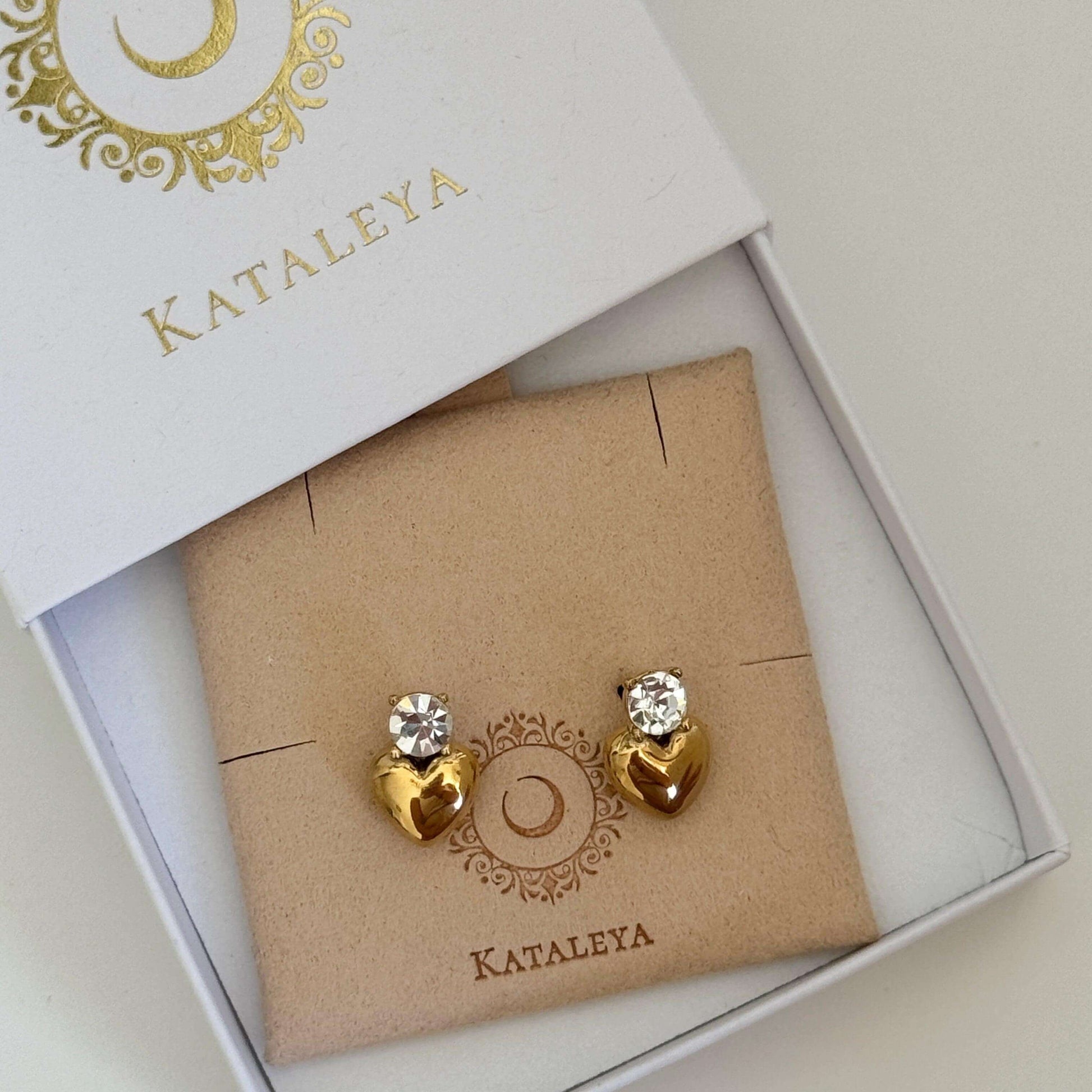 Diamond Heart Studs - Kataleya