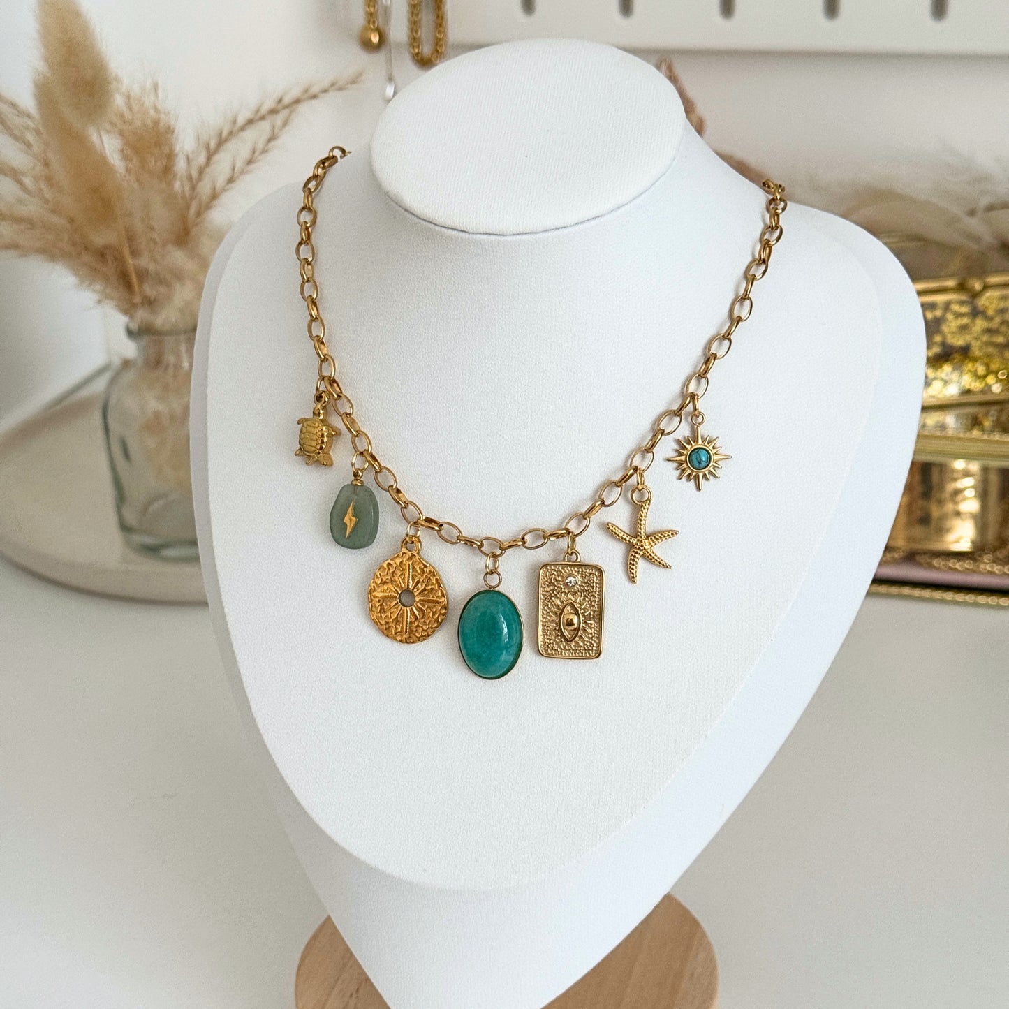 Multi-Charm Necklace Azure