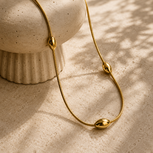 Elliptical Gold Anklet | Minimalist Beaded Anklet