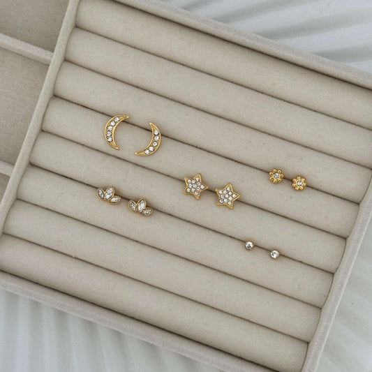 Gold CZ Stud Earrings - Kataleya