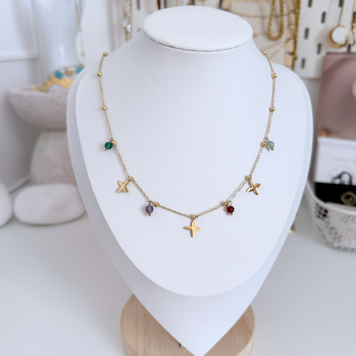 Huacachina Necklace | Gold Colourful Beaded Necklace