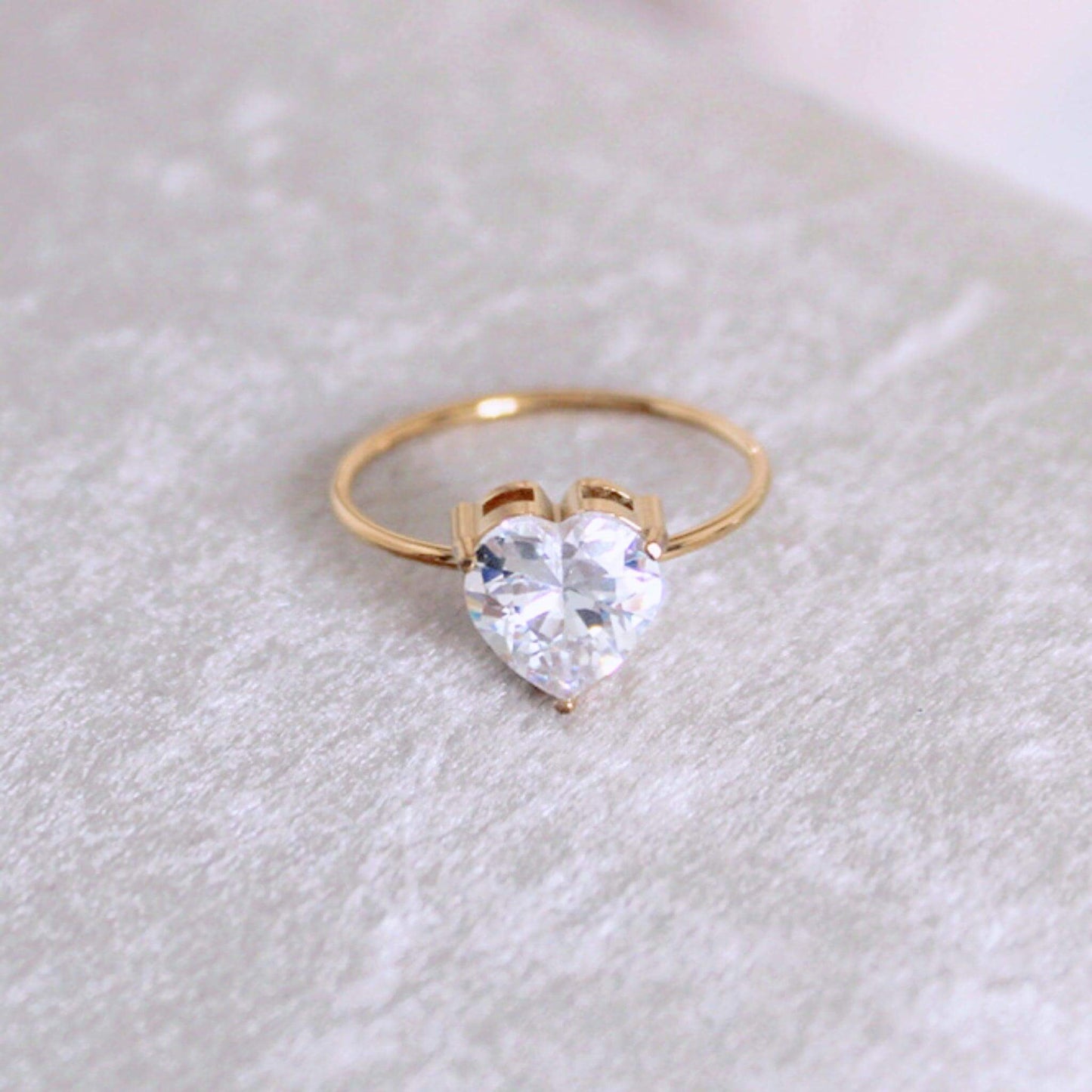 Kalila - Heart Shape Zirconia Ring In Gold - Kataleya