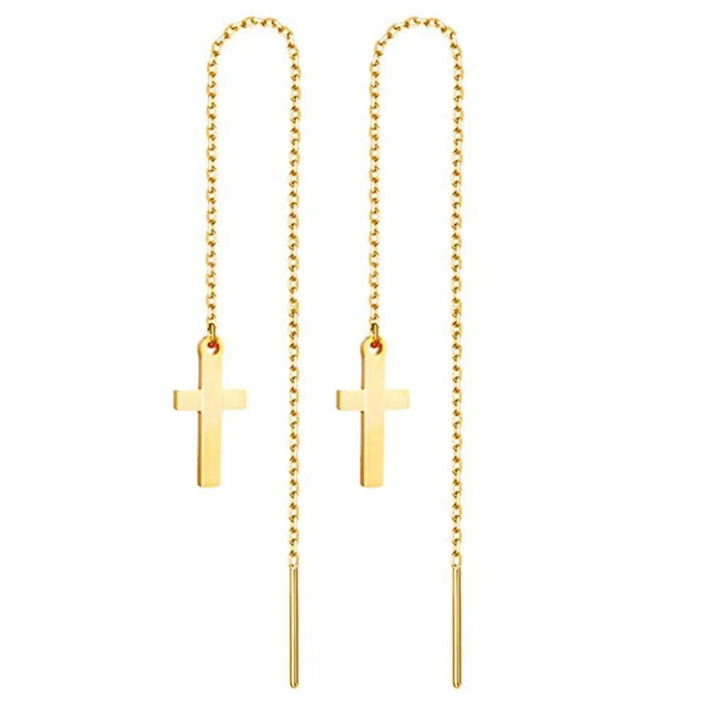 Mini Cross Threader Earrings - Kataleya