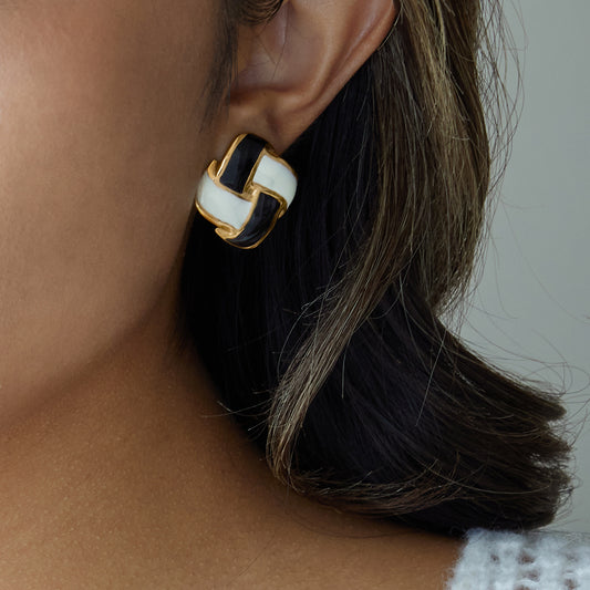 Noir Chic Enamel Earrings | Waterproof & Tarnish Free