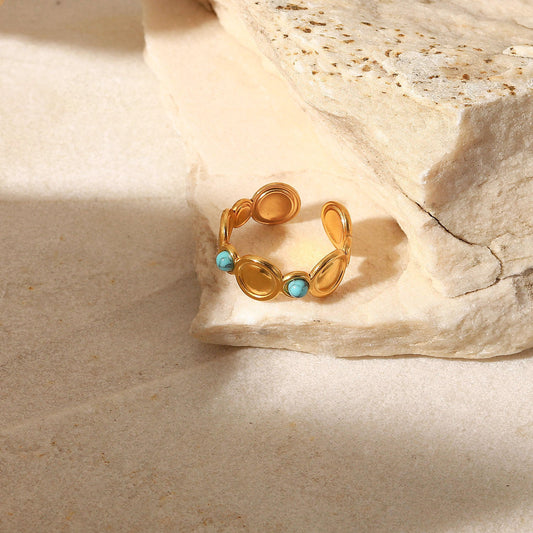 Nera Ring | Gold Turquoise Adjustable Ring