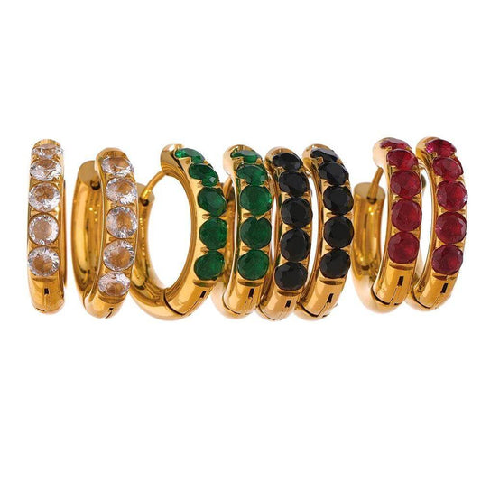 Oasis Goldn Colourful Zirconia Hoop Earrings - Kataleya