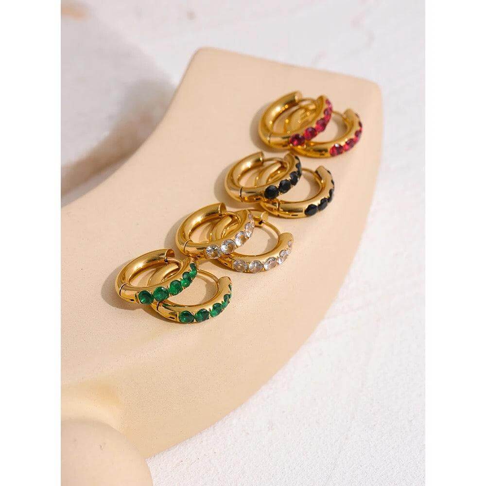 Oasis Gold Colourful Zirconia Hoops - Kataleya