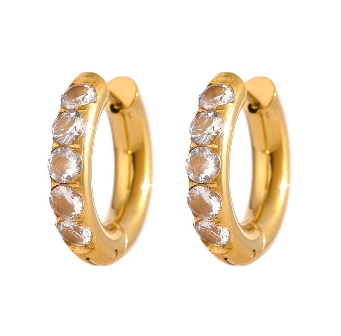 Oasis Gold Clear Zirconia Hoop Earrings - Kataleya