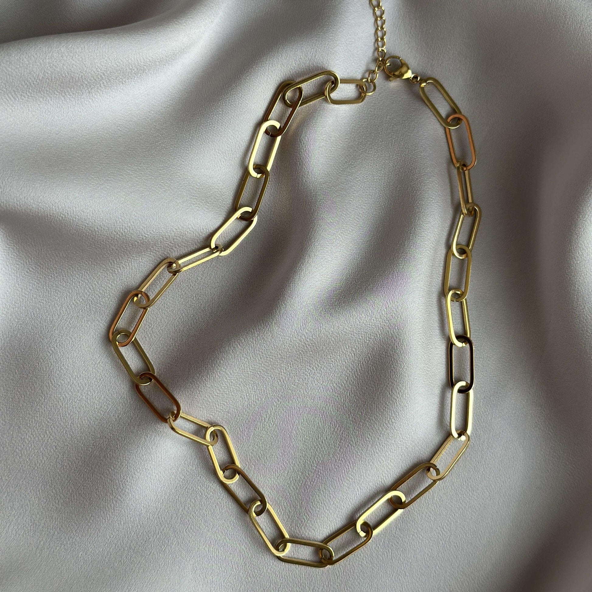 Paper Clip Gold Chain Necklace - Kataleya