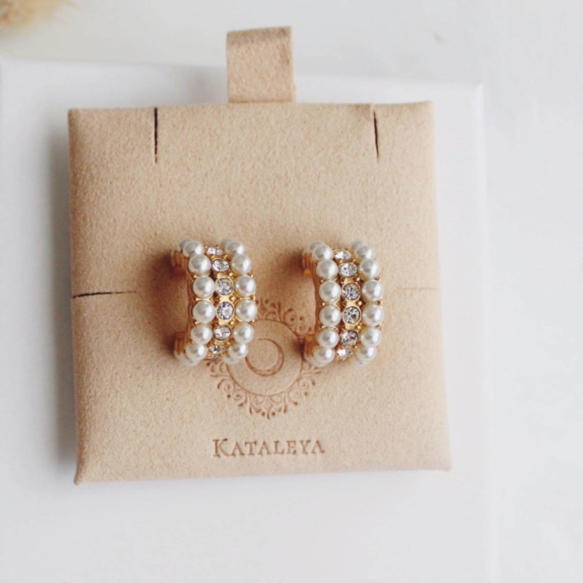 Pearl CC Hoop Earrings - Kataleya