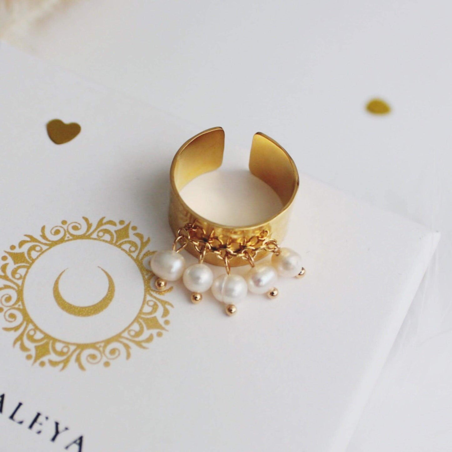 Pearl Tassel Gold Ring - Kataleya