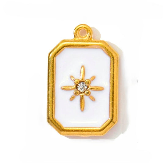 White Square Star Charm