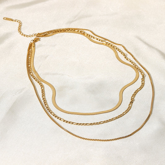 Goddess Layers Necklace – Triple Gold Chain