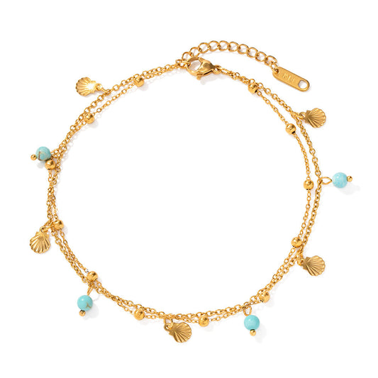 Nera Anklet | Gold Turquoise Shell Anklet