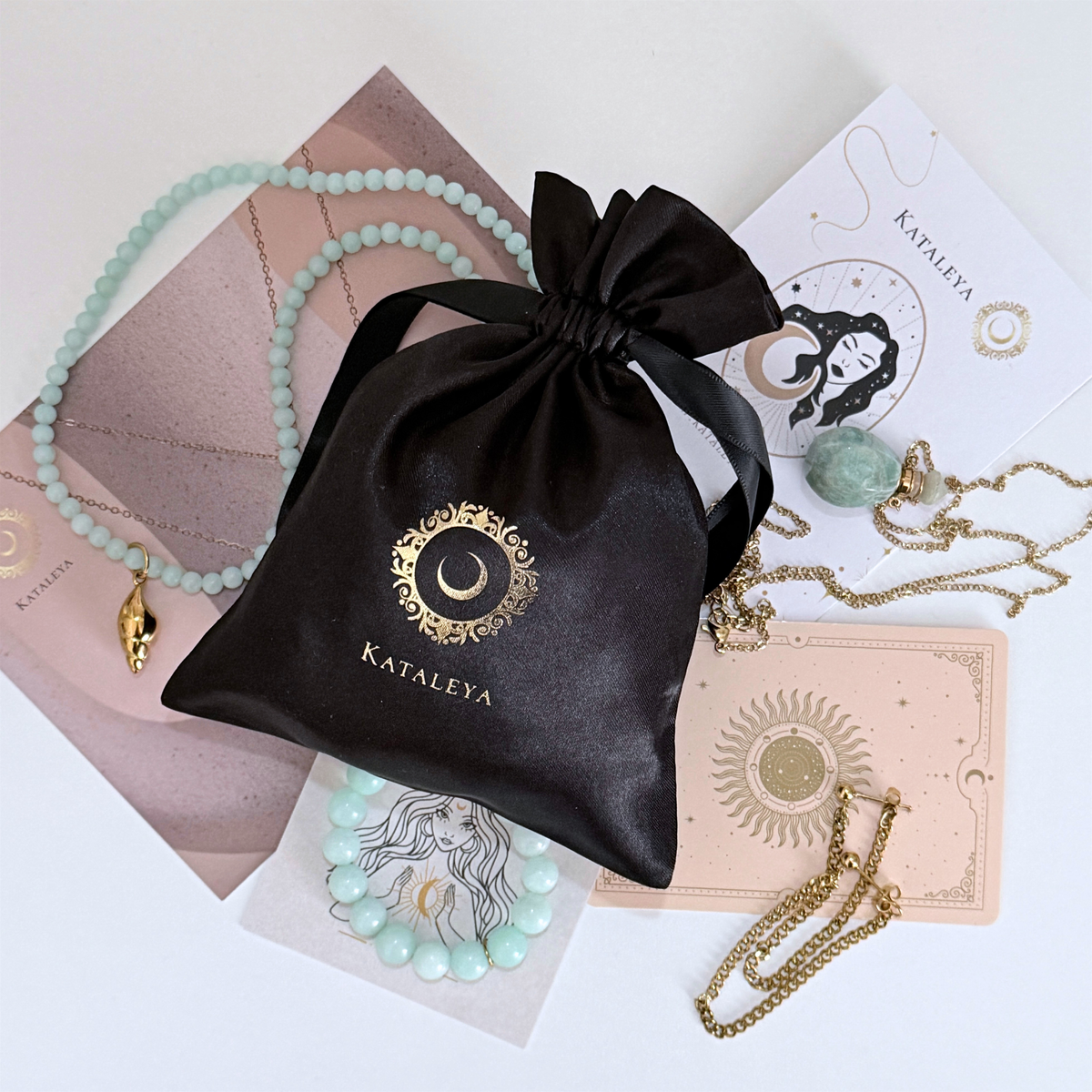 Turquoise Kataleya mystery bag - four waterproof gold-plated pieces including turquoise jewellery