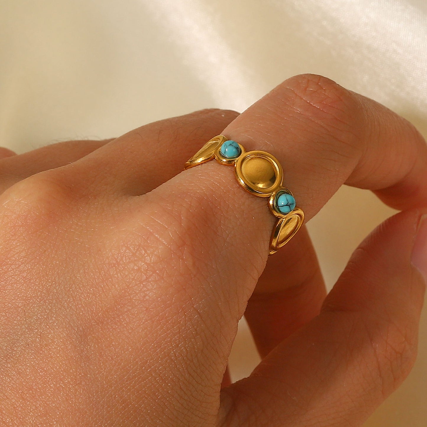 Nera Ring | Gold Turquoise Adjustable Ring
