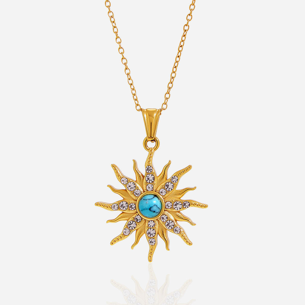 Nera Sun Necklace | Turquoise Sun Pendant Necklace