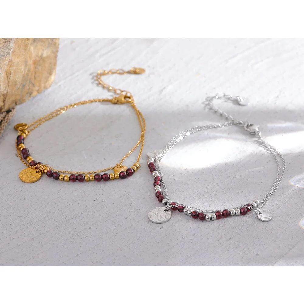 Ubari - Gold or Silver Brown Beads Anklet - Kataleya