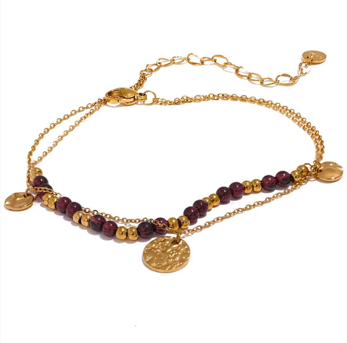 Ubari - Gold Brown Beads Anklet - Kataleya