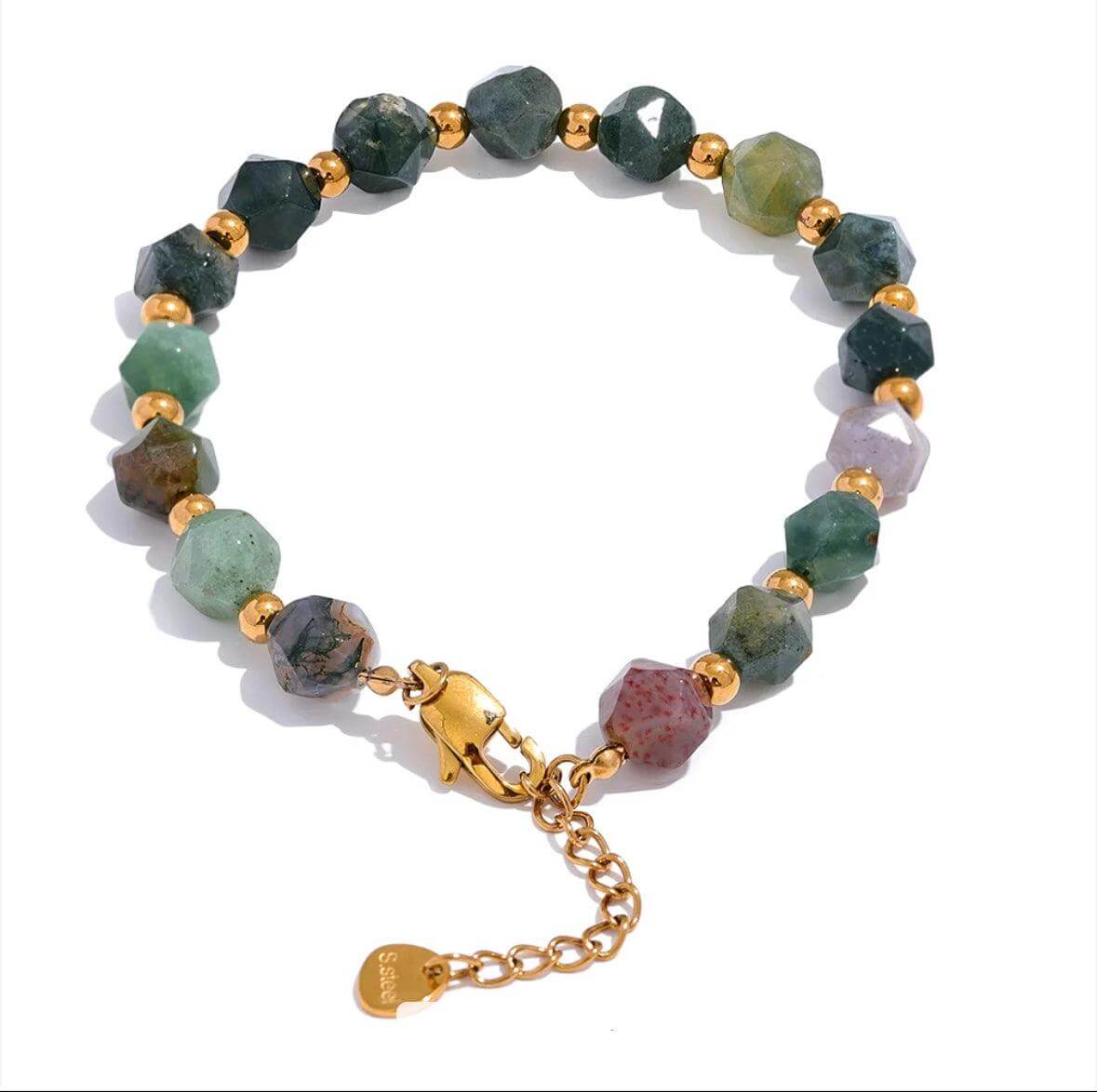 Wadi Bani - Natural Stone Green Bracelet - Gold - Kataleya