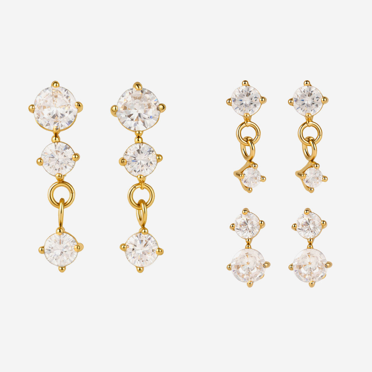 Demeter Eos Stud Set | Gold Zircon Stud Earrings
