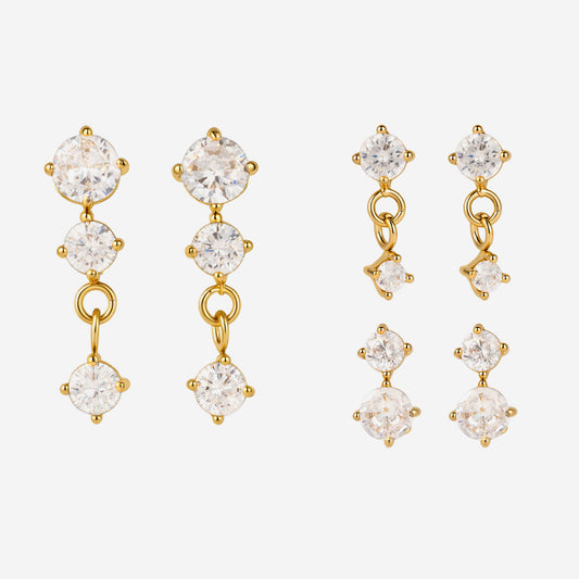 Demeter Eos Stud Set | Gold Zircon Stud Earrings
